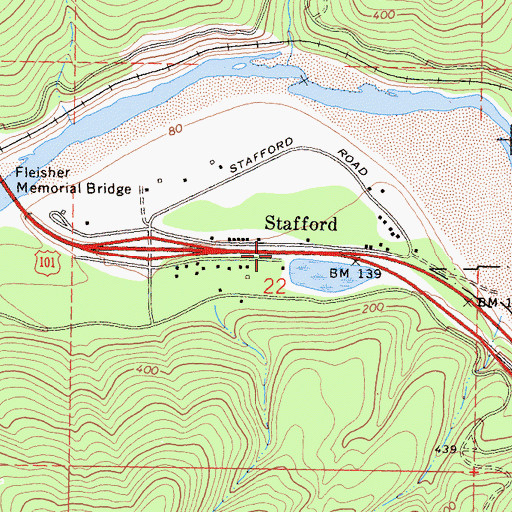 Topographic Map of Stafford, CA
