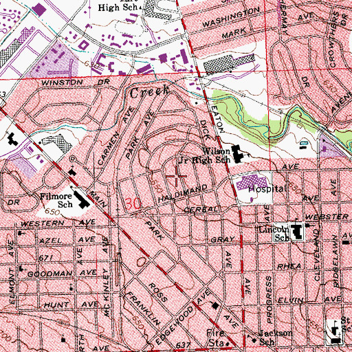 Topographic Map of Highland Park, OH