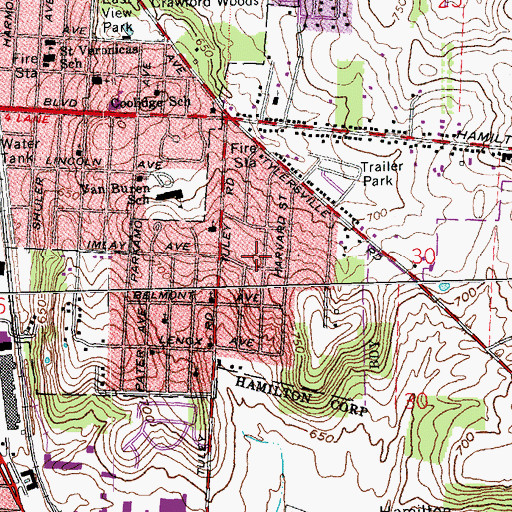 Topographic Map of Homewood, OH