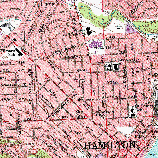 Topographic Map of Lawn Park, OH