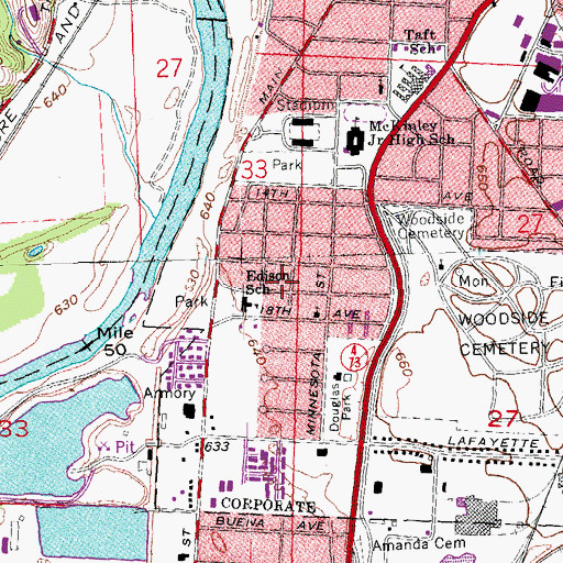 Topographic Map of Bon Veue, OH
