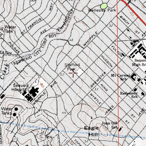 Topographic Map of Stafford Park, CA