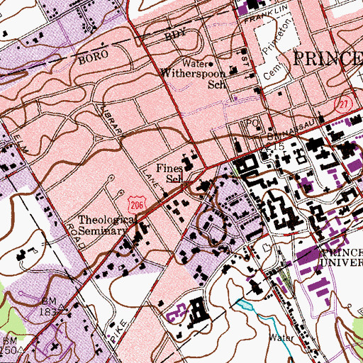 Topographic Map of Princeton Borough Municipal Building, NJ