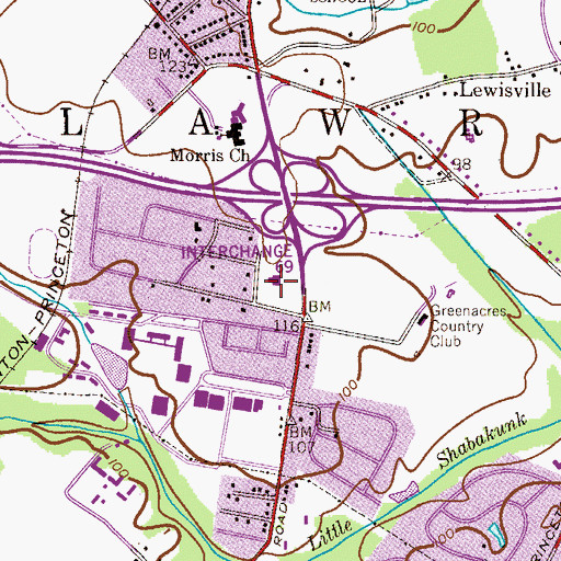 Topographic Map of Lawrence Township Municipal Building, NJ