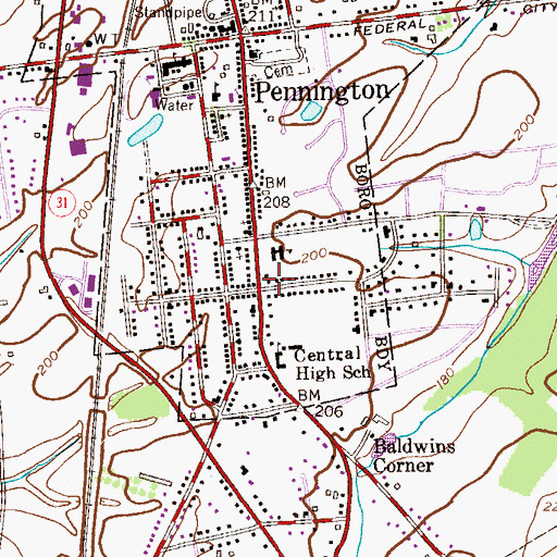 Topographic Map of Tollgate Grammer School, NJ