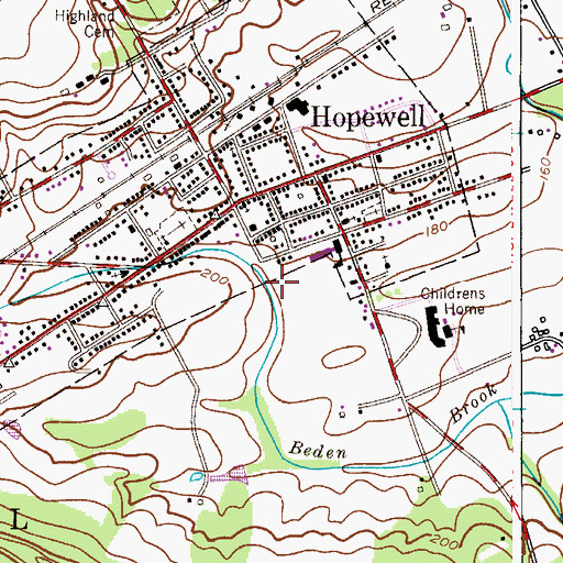 Topographic Map of Hopewell Boro Park, NJ