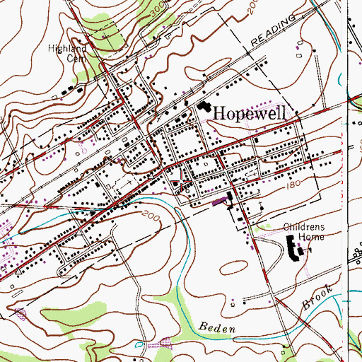 Topographic Map of Hopewell Borough Building, NJ