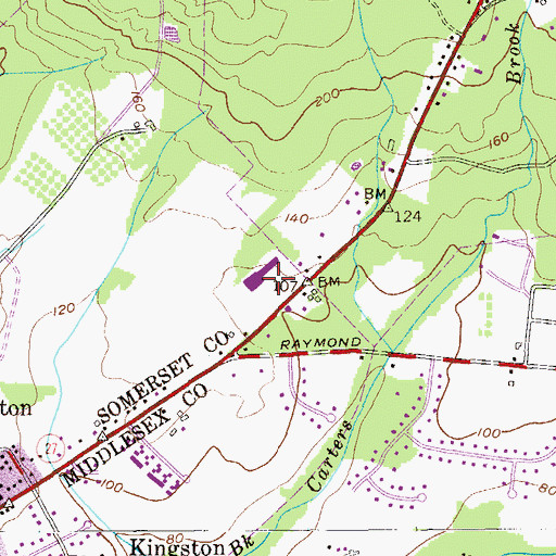 Topographic Map of Kingston Mall Shopping Center, NJ