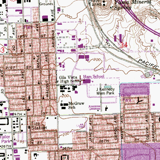 Topographic Map of Gwyneth Ham Elementary School, AZ