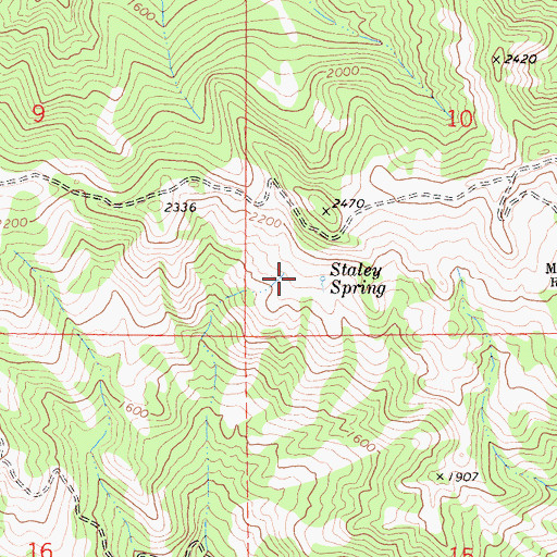 Topographic Map of Staley Spring, CA