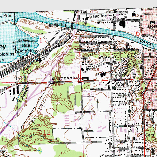 Topographic Map of Osborn Hall, MI