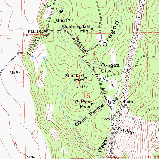 Topographic Map of Standard Mine, CA