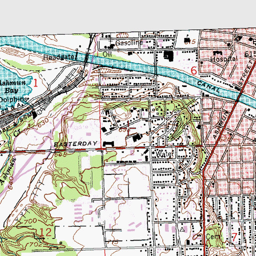 Topographic Map of Huron Hall, MI