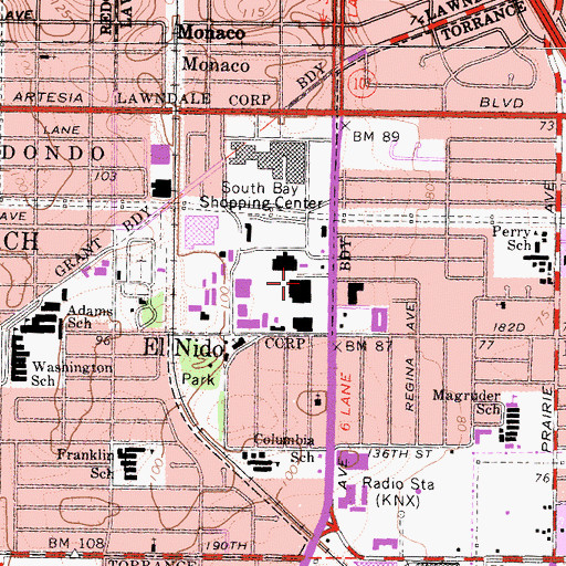 Topographic Map of Galleria Shopping Center, CA