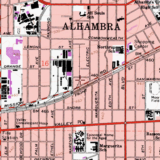 Topographic Map of Alhambra Veterinary Hospital, CA