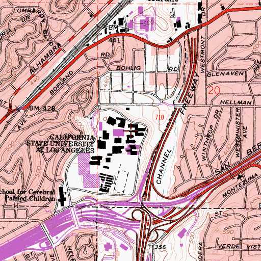 Topographic Map of King Hall, CA