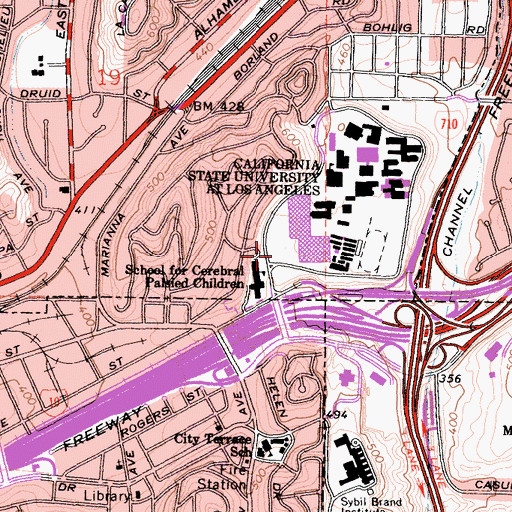 Topographic Map of Los Angeles Regional Crime Lab, CA