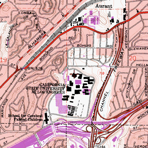 Topographic Map of Luckman Fine Arts Complex, CA