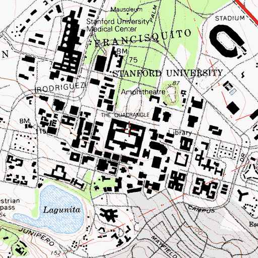 Topographic Map of Stanford University, CA