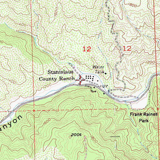 Topographic Map of Stanislaus County Ranch, CA