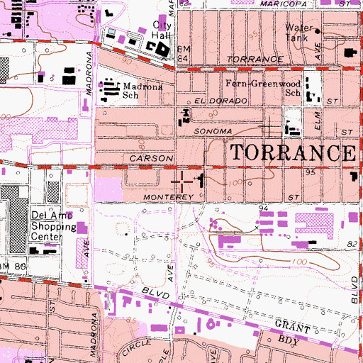 Topographic Map of First Lutheran School, CA