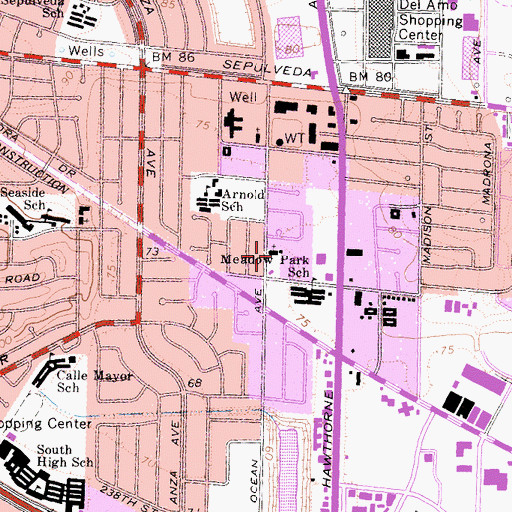 Topographic Map of La Primera Preschool, CA