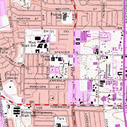 Topographic Map of Saint James School, CA