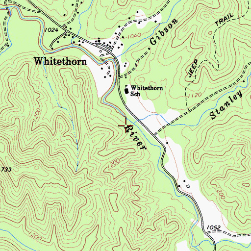 Topographic Map of Stanley Creek, CA