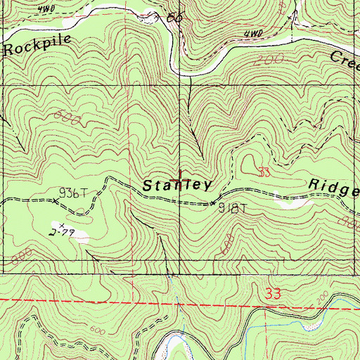 Topographic Map of Stanley Ridge, CA