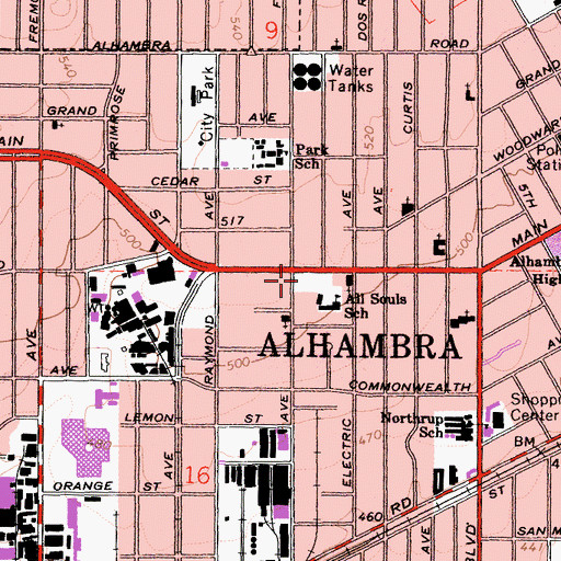 Topographic Map of Century High School, CA