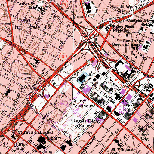 Topographic Map of Department of Water and Power Building, CA