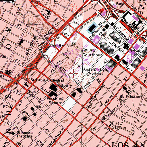 Topographic Map of California Plaza, CA
