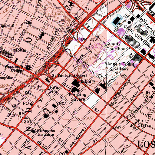 Topographic Map of First Interstate World Center, CA