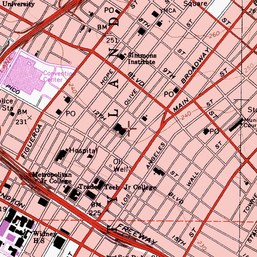 Topographic Map of Herald Examiner Building, CA