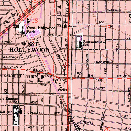 Topographic Map of Coronet Theater, CA