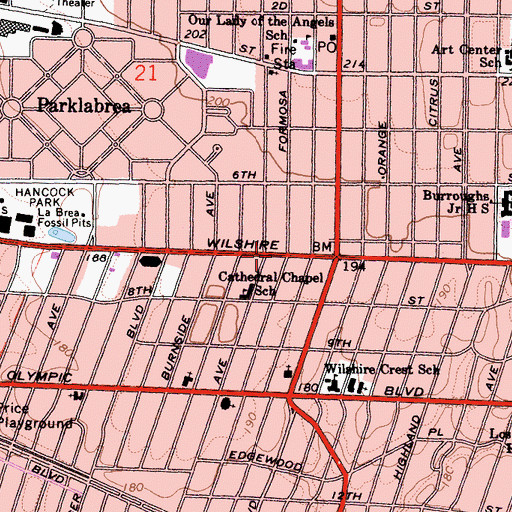 Topographic Map of Dominguez-Wilshire Building, CA