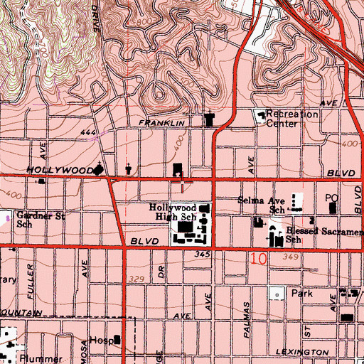 Topographic Map of Pacific El Capitan Theater, CA