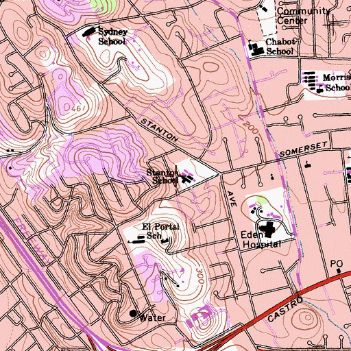 Topographic Map of Stanton Elementary School, CA