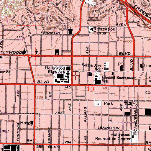 Topographic Map of Stages Trilingual Theater, CA