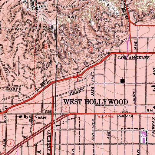 Topographic Map of Sunset Tower, CA