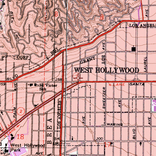 Topographic Map of Globe Playhouse, CA