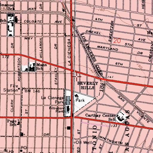 Topographic Map of Wilshire Theatre, CA