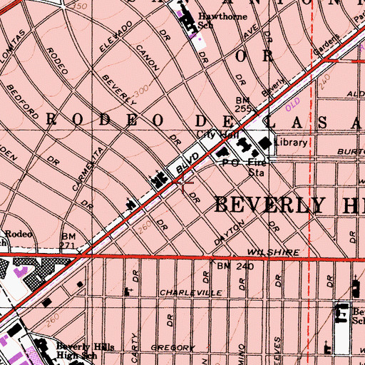 Topographic Map of Museum of Television and Radio, CA