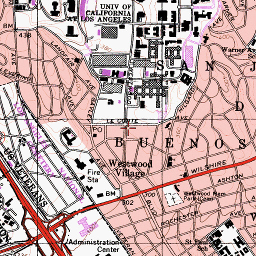 Topographic Map of Geffen Playhouse, CA
