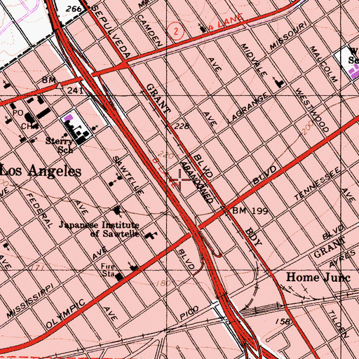 Topographic Map of Odyssey Theatre, CA
