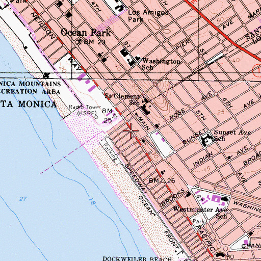 Topographic Map of Venice Renaissance Building, CA