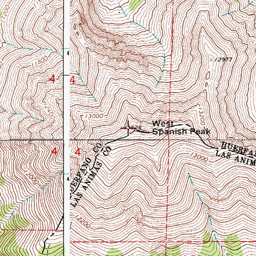 Topographic Map of Spanish Peaks, CO