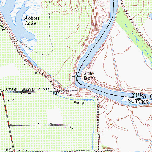 Topographic Map of Star Bend, CA