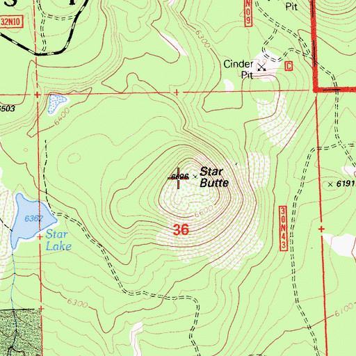 Topographic Map of Star Butte, CA