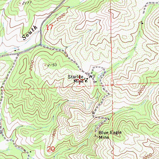 Topographic Map of Starlite Mine, CA